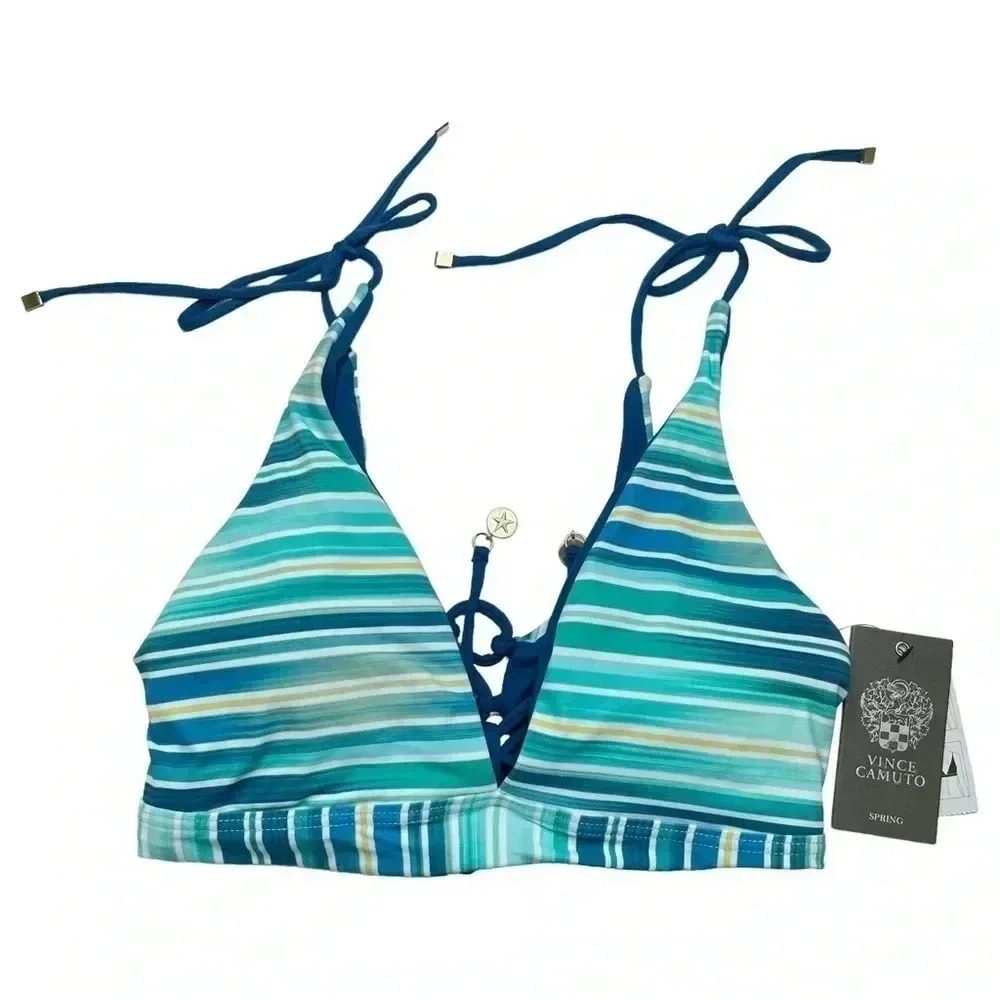 Vince Camuto Swim Azure Reversible Womens Bikini Swim Top Size Small - Picture 3 of 10